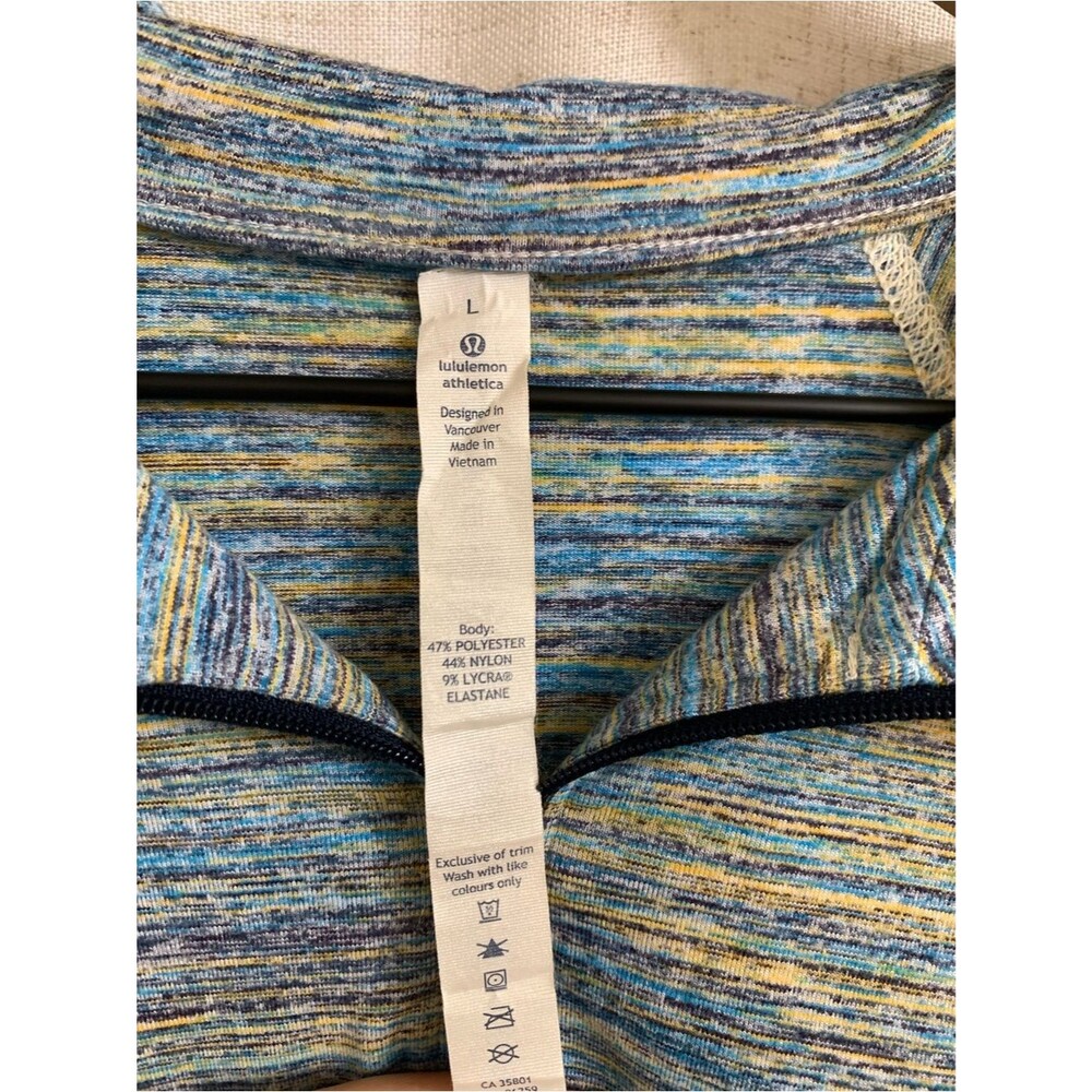 lululemon Surge Warm Blue Yellow Space-Dye Quarter-Zip Hoodie Large - Picture 7 of 16